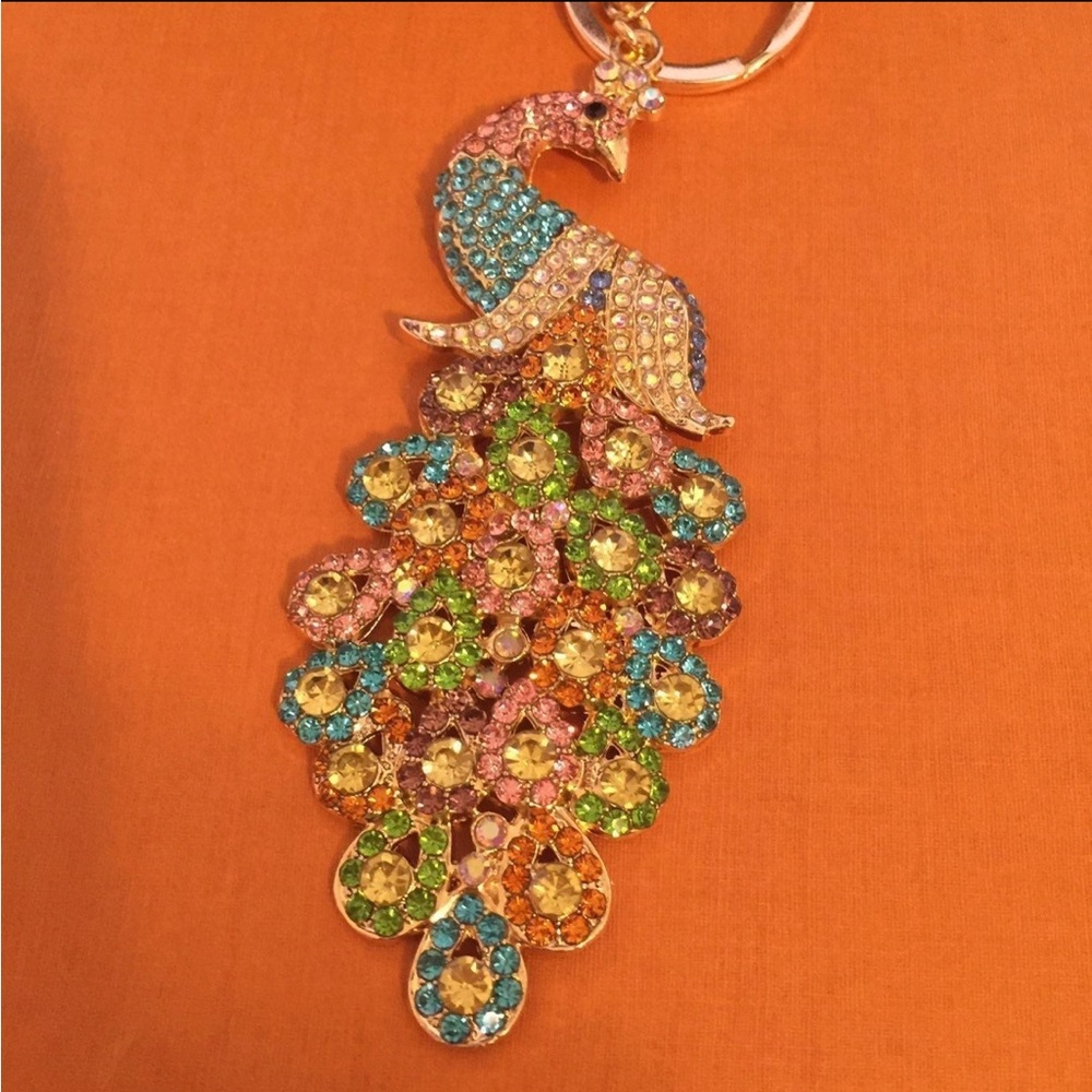❤️❤️❤️NEW multi-color large peacock purse charm❤️❤️❤️ - Picture 5 of 9